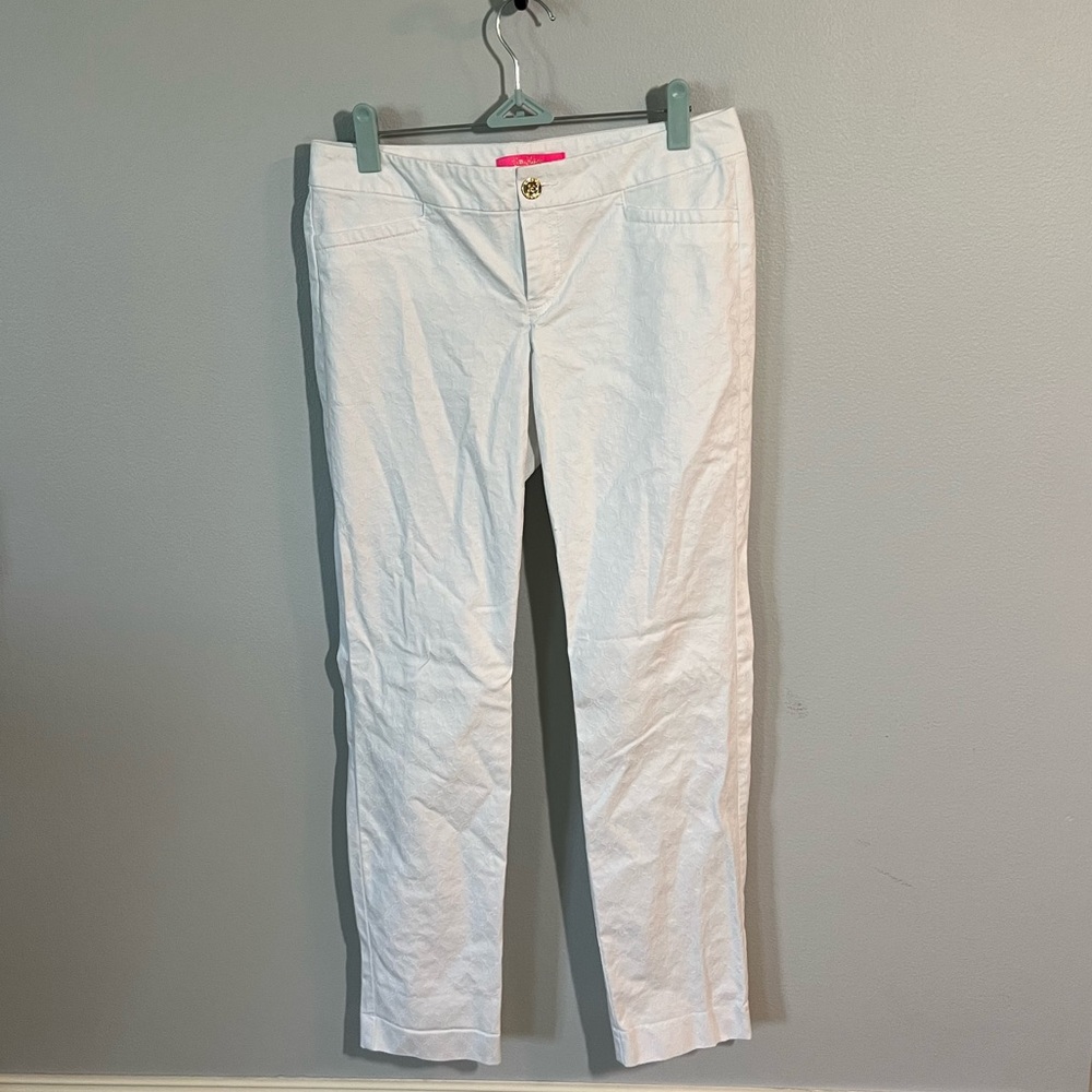 Lilly Pulitzer Kelly Textured Ankle Length Skinny Pant, Resort White, Size 4